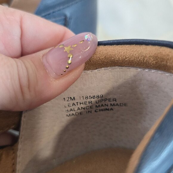 Array Cheyn Wale navy Loafer size12 Leather Upper Slip-On Shoes Cutout Design - Picture 6 of 9